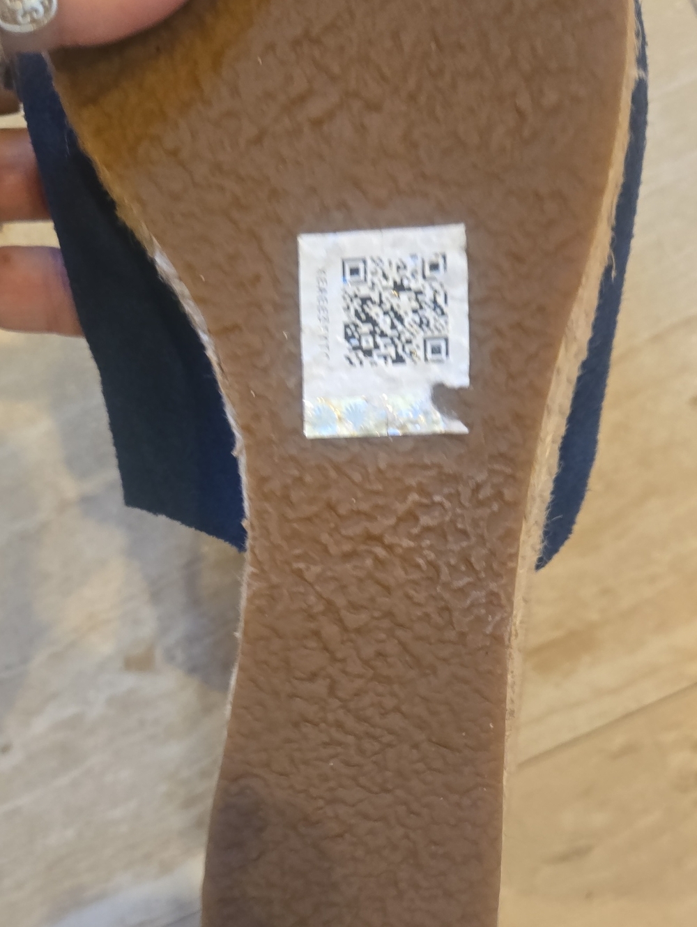 UGG Danes Navy Blue Leather Suede Fringe Wedge Espadrille Sandals - Picture 9 of 14